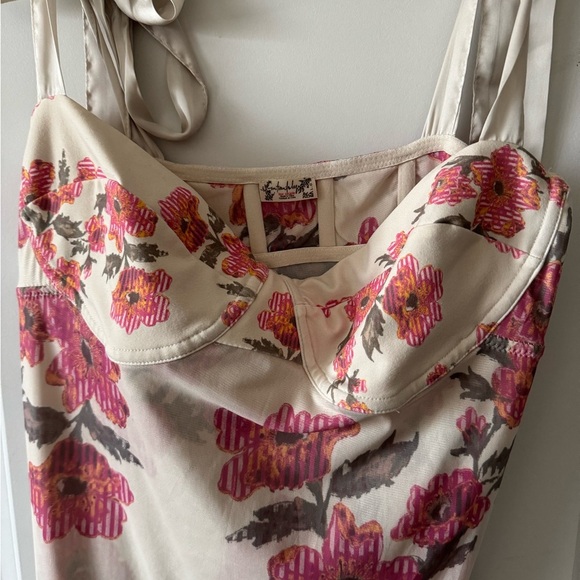 Free People Floral Layered Mesh Slipdress Size large - Picture 5 of 7